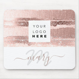 Monogramm-Rose mit benutzerdefinierten Logo, rosa  Mousepad