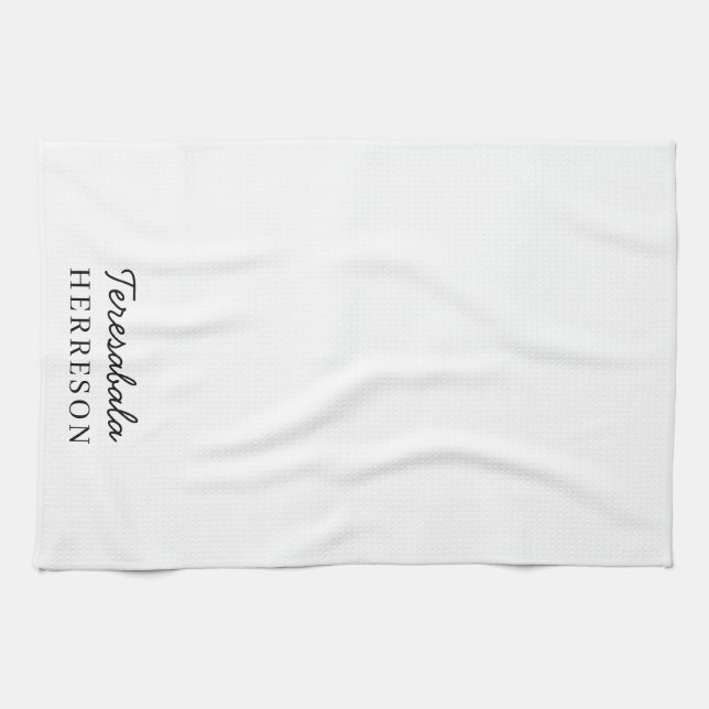 Monogramm Rosé Modern Minimalistisch Weiblich Geschirrtuch (Horizontal)