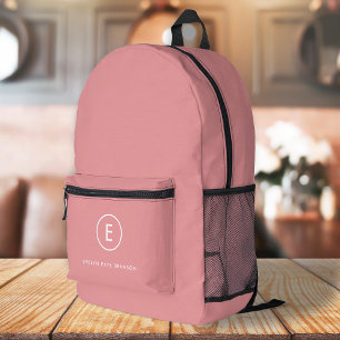 Monogramm Rose Pink Feminine Girly Minimal Bedruckter Rucksack