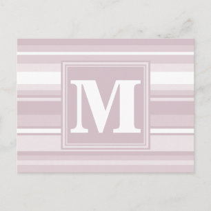 Monogramm-Rose-Quartz-Streifen Postkarte
