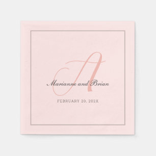 Monogramm-Rose Rosa, Blush und Dove Gray Serviette