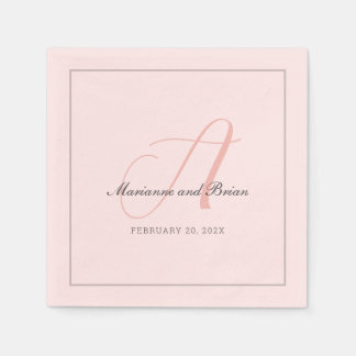 Monogramm-Rose Rosa, Blush und Dove Gray Serviette