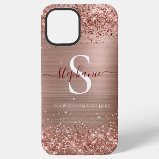 Monogramm Roségold Faux-Glitter Girly Glam iPhone 12 Pro Max Hülle
