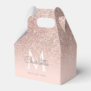 Monogramm Roségold Glitter Blush Rosa Geschenkschachtel