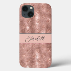 Monogramm Roségold Glitzer Grau Pink Trend Case-Mate iPhone Hülle