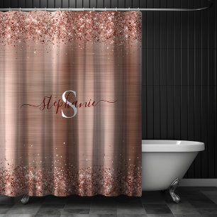 Monogramm-Roségold-Kunst-Glitter-Femininer Glamour Duschvorhang