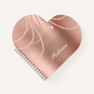 Monogramm Roségold Perlen Diamanten Bling Glam Notizbuch