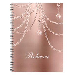 Monogramm Roségold Perlen Diamanten Bling Glamour Notizblock