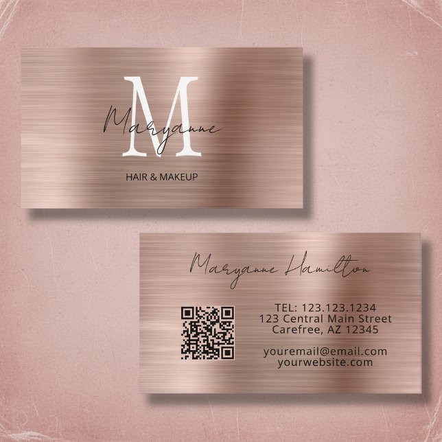 Monogramm Roségold QR Visitenkarte (Von Creator hochgeladen)