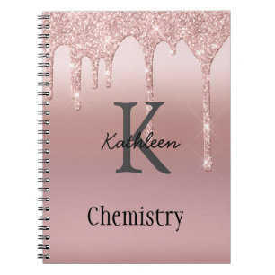 Monogramm Roségold-Tropf Glitter Blush Rosa Trend Notizblock