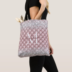 Monogramm-Roségold-Tufted-Diamant-Silber-Glitter