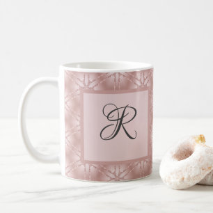 Monogramm Rosen Gold Glitter Geometrisches Muster Kaffeetasse