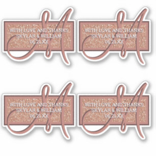 Monogramm-Rosen-GoldGlitzer danken Ihnen oder Aufkleber