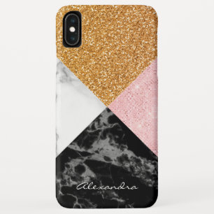 Monogramm-Rosen-GoldGlitzer und Schwarz-weißer Case-Mate iPhone Hülle