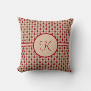 Monogramm Rot Braun Buffalo Kariert Rustikales Lan Kissen