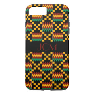 Monogramm rot, gelber, grüner, schwarzer Kente Case-Mate iPhone Hülle