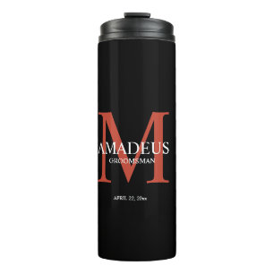 Monogramm Rot-Orange-Thermaltumbler Thermosbecher