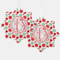 Monogramm Rot Pink und Grün gepunktetes Weihnachte