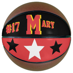 Monogramm Rot, Schwarz und Gold Basketball