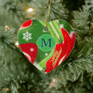 MONOGRAMM Rot und Grün Abstrakt Keramik Ornament