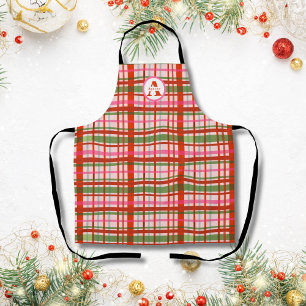 Monogramm Rot und Grün Schottischer Weihnachts-Tar Schürze