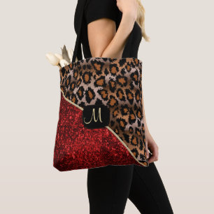 Monogramm - Rot und Leopard-Muster