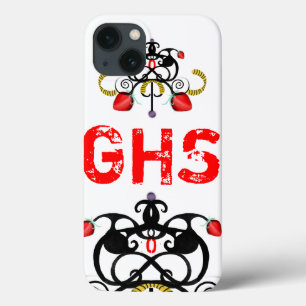 Monogramm rot und schwarz iPhone 13 hülle