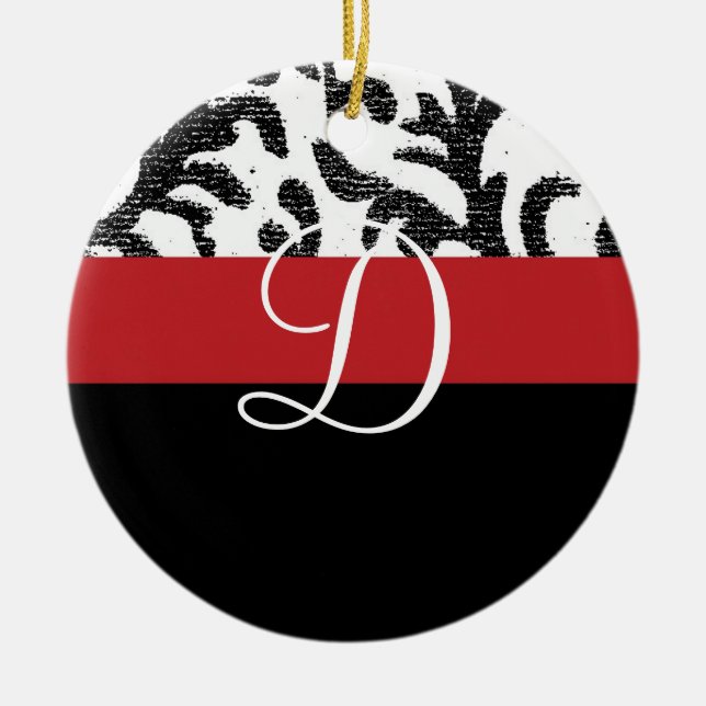 Monogramm Rot und Schwarz Keramikornament (Vorne)