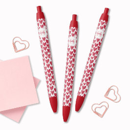 Monogramm-Rot-Valentinsherz-Muster Kugelschreiber