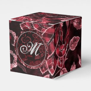 Monogramm-Rot-Vintage-Blumen-Würfel-Geschenkbox Geschenkschachtel