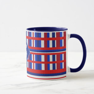 Monogramm Rot-Weiß-Blau kariert Patriot Tasse