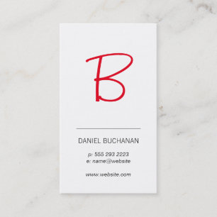 Monogramm (rot) / weiß / Minimal Visitenkarte