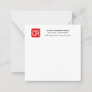 Monogramm Rot Weiß Professionell Schlicht Mitteilungskarte