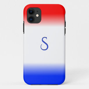 Monogramm Rot-Weiß und Blauer Streifen Case-Mate iPhone Hülle