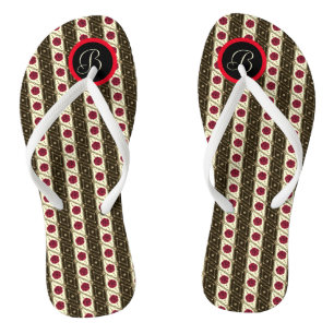 Monogramm-Rote Rose Flip Flops