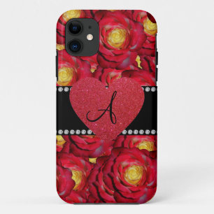 Monogramm rote Rosen rotes Herz Case-Mate iPhone Hülle