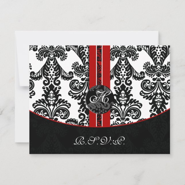 Monogramm rote Rsvp-Karten RSVP Karte (Vorderseite)