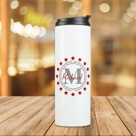 Monogramm Rote Sterne Thermosbecher