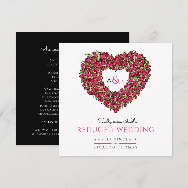 Monogramm rote Tulpen Herzerkrankungen Ankündigung (Vorne/Hinten)