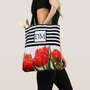Monogramm-Rote Tulpen mit schwarzen Streifen-Trage