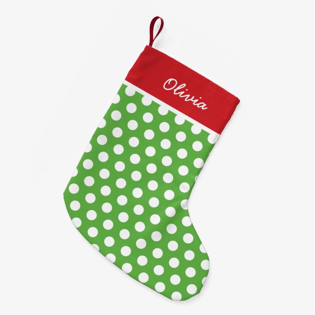 Monogramm rote und grüne Feiertage Kleiner Weihnachtsstrumpf (Vorderansicht (hängend))