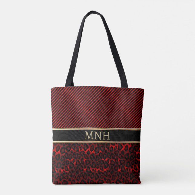 Monogramm roter Leopard-Tierdruck (Rückseite)