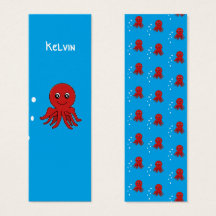 Monogramm roter Oktupus in Wasser Lesezeichen