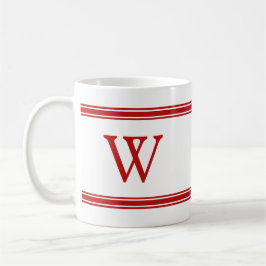 Monogramm Roter Streifen personalisierter Mug Kaffeetasse