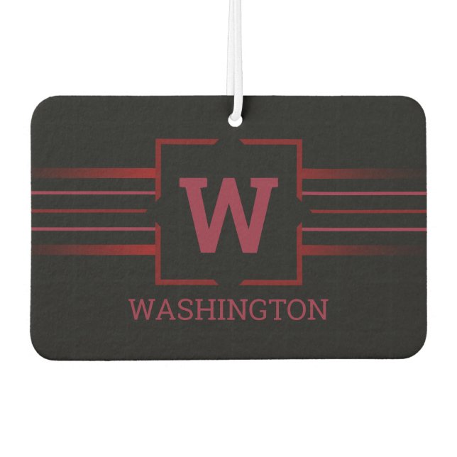 Monogramm roter Text auf Schwarz Autolufterfrischer (Vorderseite)