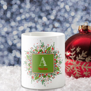 Monogramm roter Weihnachts-eleganter Buchstabe Kaf Kaffeetasse