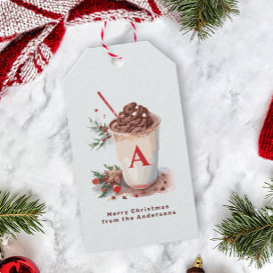 Monogramm Roter Weihnachts-Winter-Heißer Kakao-Get Geschenkanhänger