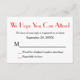 Monogramm Rotes Schwarzes UAWG 2 RSVP Karte