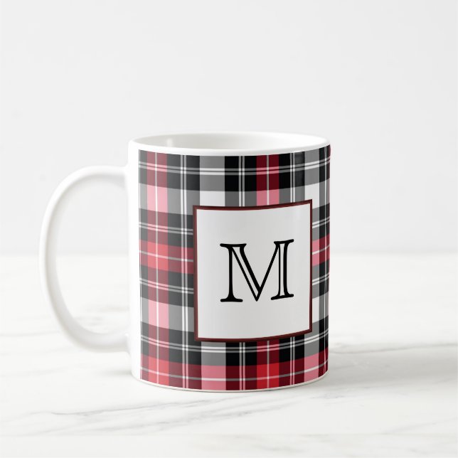 Monogramm-rotes und schwarzes kariertes kaffeetasse (Links)