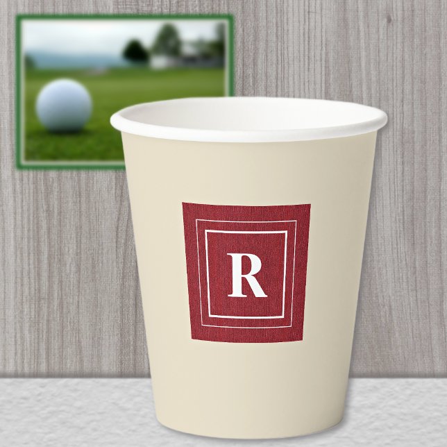 Monogramm, Ruby Red Denim Print 8oz Paper Cups Pappbecher (Von Creator hochgeladen)